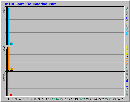 Daily usage for December 2025